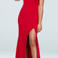 Vestido sereia com decote ombro a ombro e fenda Xscape feminino, tamanho 12, vermelho
