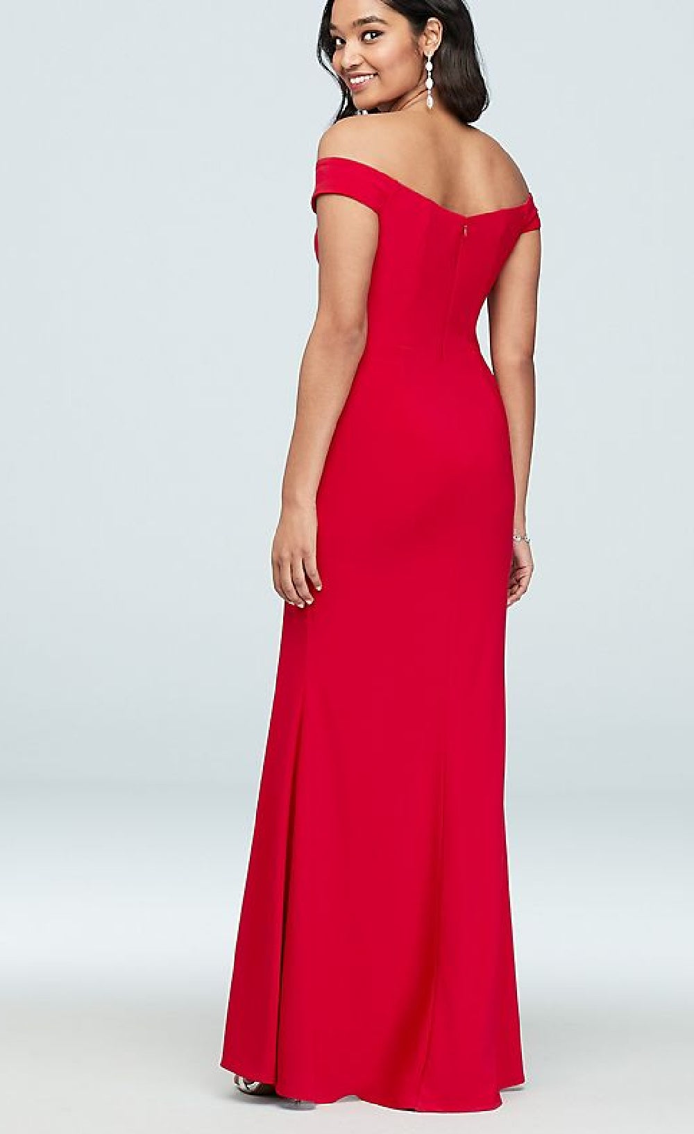 Vestido sereia com decote ombro a ombro e fenda Xscape feminino, tamanho 12, vermelho