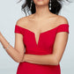Vestido sereia com decote ombro a ombro e fenda Xscape feminino, tamanho 12, vermelho