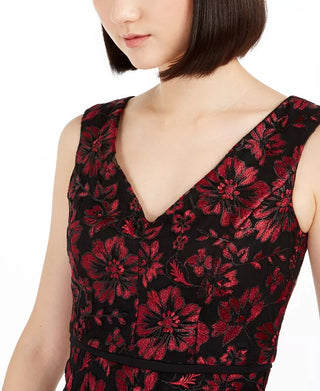 Vestido midi bordado floral feminino Taylor, vinho, tamanho 6