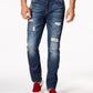 Calça jeans masculina American Rag rasgada e elástica azul brilhante tamanho 32x30