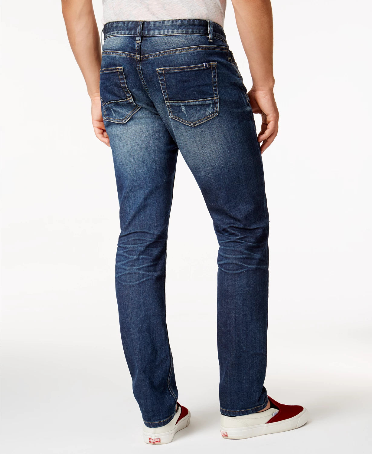 Calça jeans masculina American Rag rasgada e elástica azul brilhante tamanho 32x30