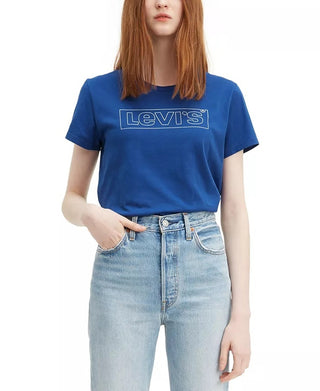 Levi's Women's Cotton The Perfect Tee Logo Graphic T-Shirt Navy Size Small
