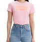 Camiseta Levi's Batwing Cotton The Perfect Tee Feminina com Logo e Estampa Rosa Tamanho P