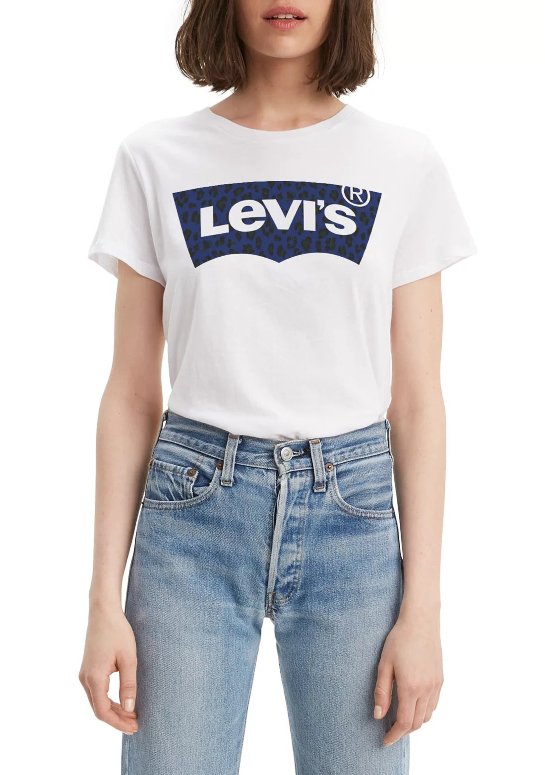 Camiseta Levi's Feminina de Algodão com Logotipo e Estampa Branca, Tamanho XS