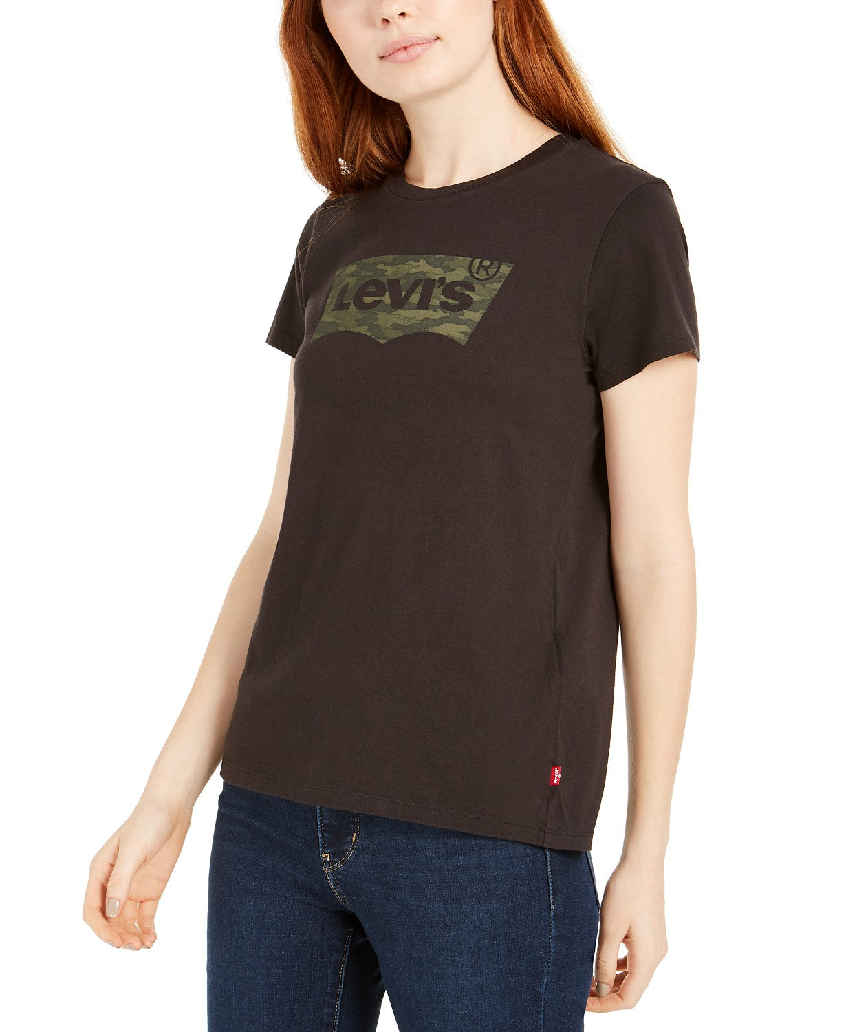 Camiseta Levi's Perfect Camo Batwing-Logo Feminina Preta Tamanho Médio