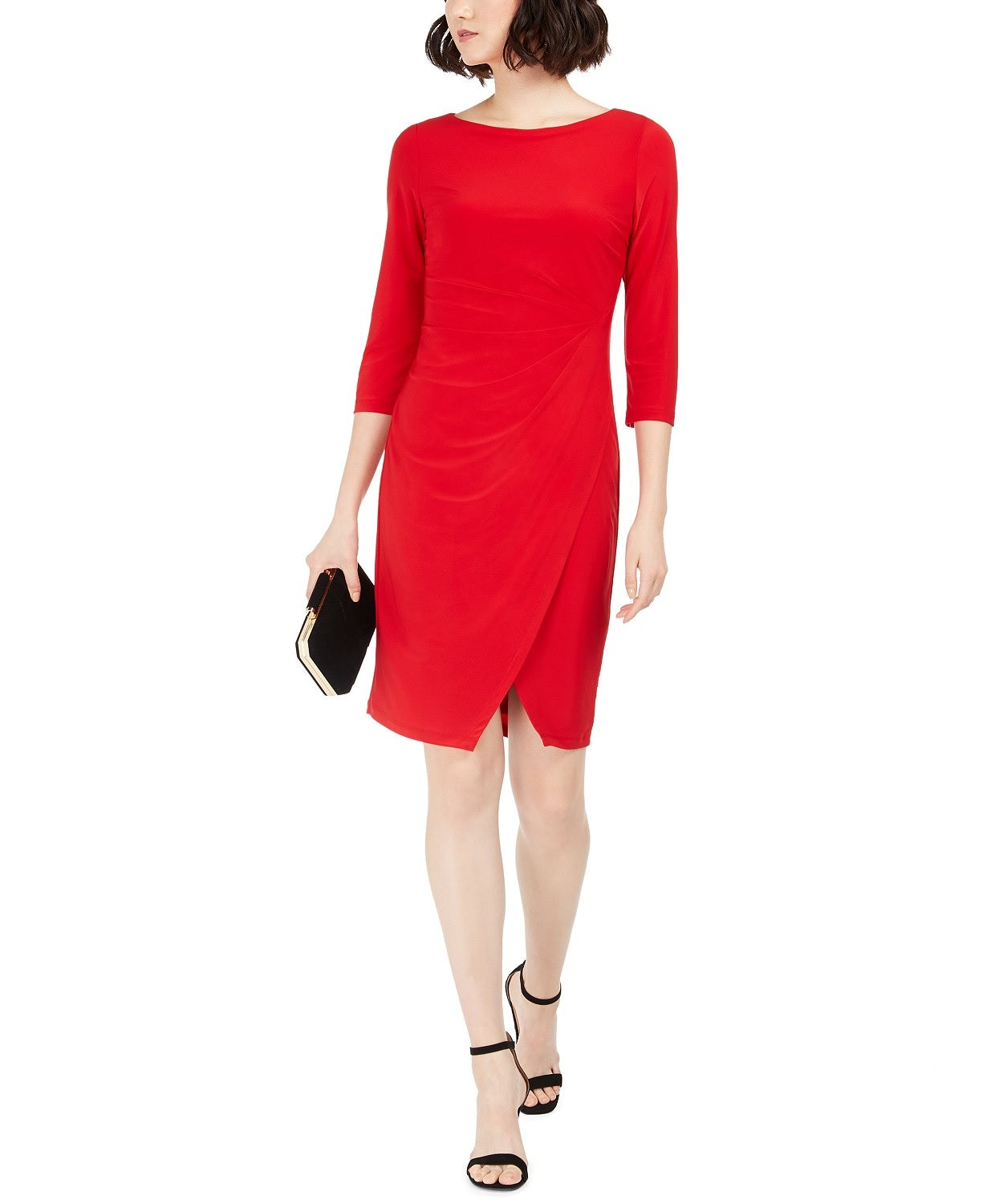 Vestido de malha drapeado feminino Taylor, vermelho, tamanho 10