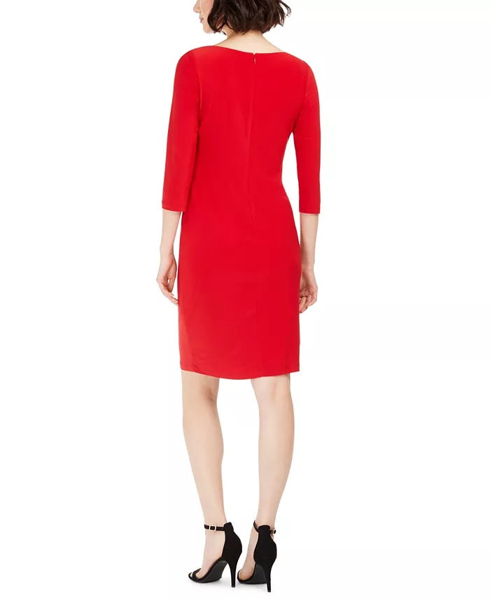 Vestido de malha drapeado feminino Taylor, vermelho, tamanho 10