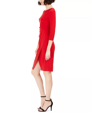 Vestido de malha drapeado feminino Taylor, vermelho, tamanho 10