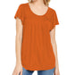 Blusa feminina estilo &amp; co, gola plissada, mangas bufantes, marrom, tamanho pequeno