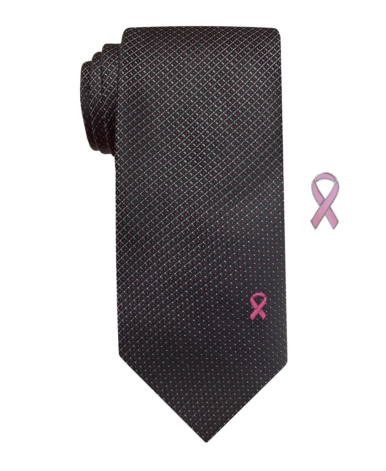 Gravata Micro Neat Masculina Susan G Komen Preta Tamanho Regular