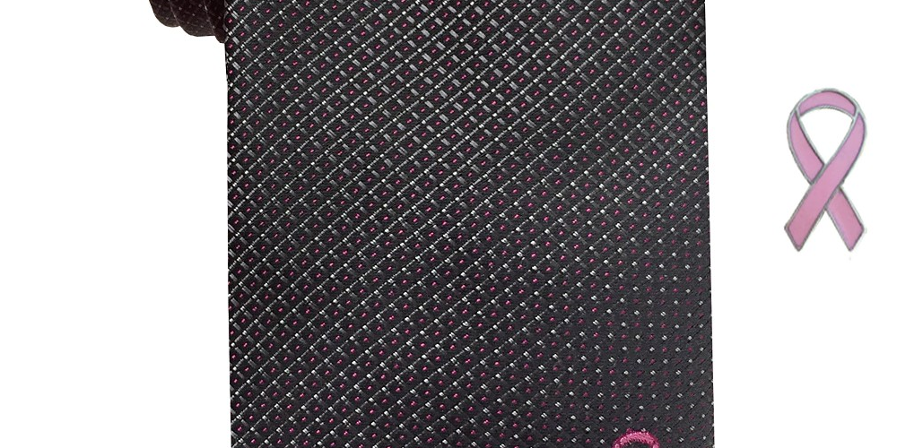 Gravata Micro Neat Masculina Susan G Komen Preta Tamanho Regular
