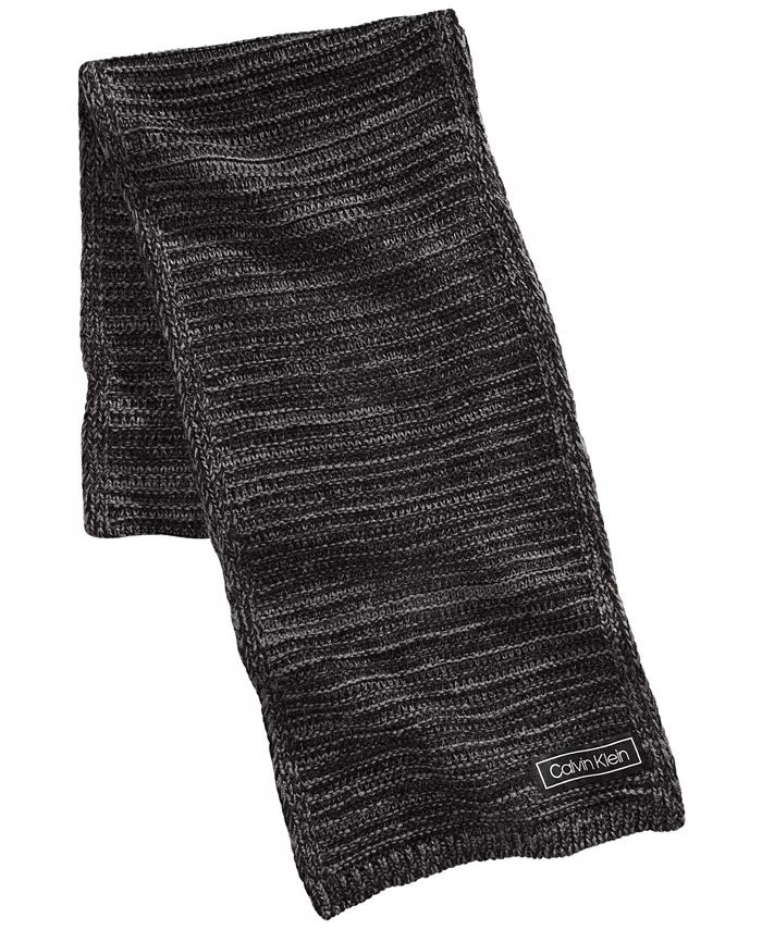 Cachecol reversível Calvin Klein masculino mesclado, preto, tamanho regular