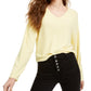 Blusa aconchegante com decote em V para calouros e juniores, tamanho extra pequeno, amarela