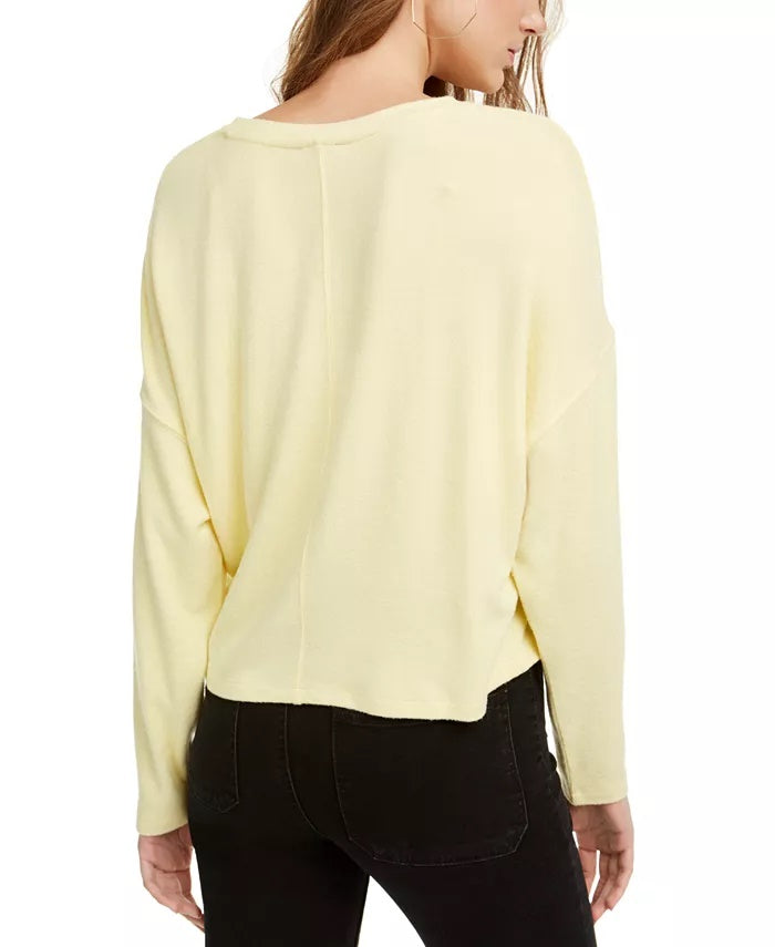 Blusa aconchegante com decote em V para calouros e juniores, tamanho extra pequeno, amarela