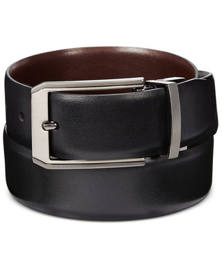 Perry Ellis Portfolio Cinto reversível masculino de couro Mr. Pebble, preto, tamanho 32