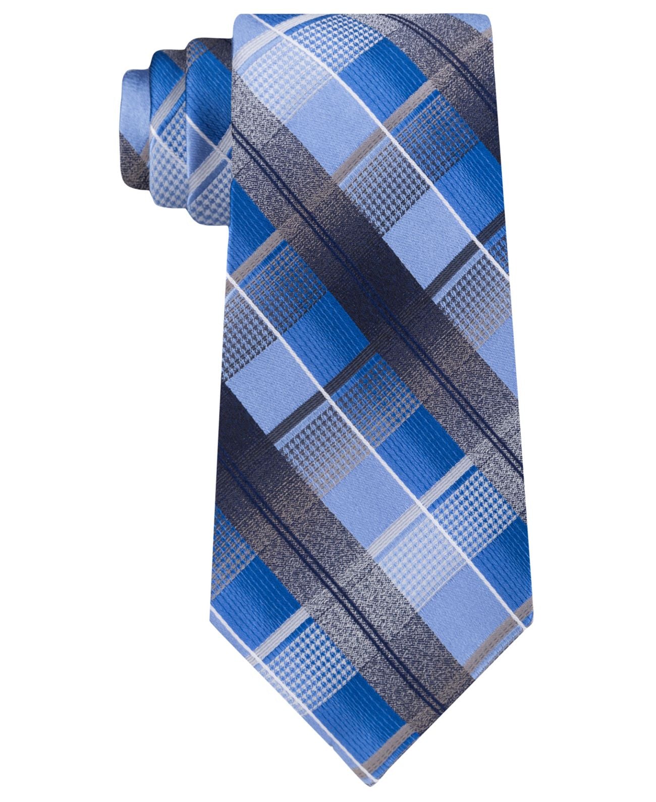 Gravata xadrez clássica Dean masculina Van Heusen, azul, tamanho regular