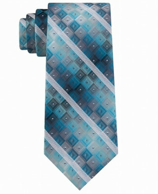 Van Heusen Men's Aaron Stripe Geometric Tie Blue Size Regular