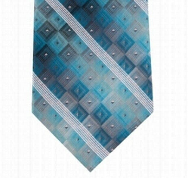 Gravata masculina Van Heusen Aaron Stripe geométrica azul tamanho regular