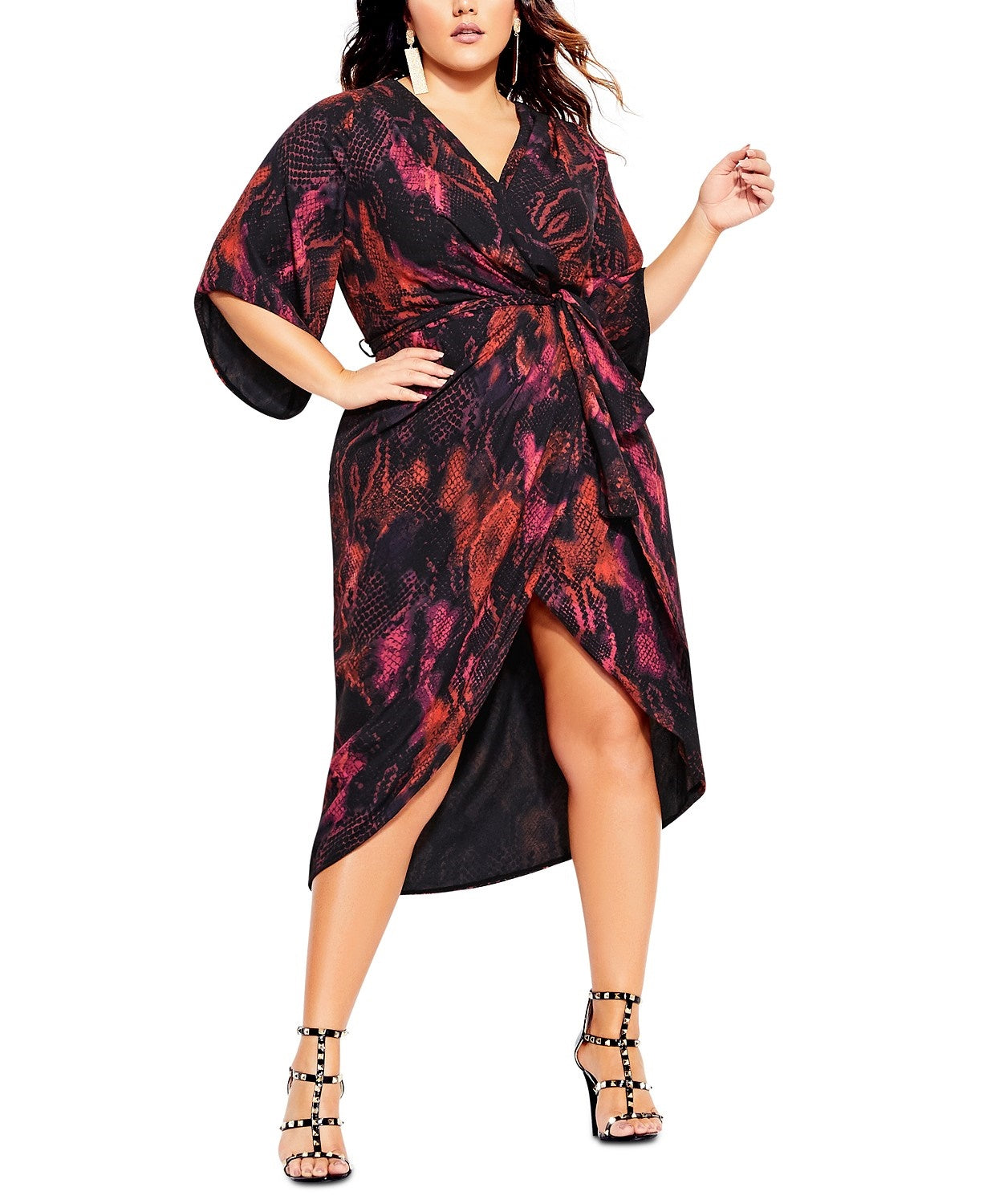 Vestido feminino City Chic Trendy Garnet Slither vermelho brilhante tamanho 18W