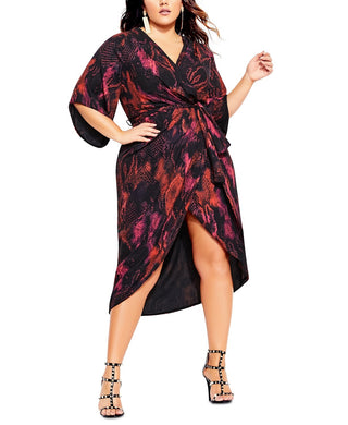 City Chic Women's Trendy Garnet Slither Dress Bright Red Size 18W