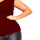 Top feminino City Chic Trendy Plus com babados, tamanho médio, vermelho, 18W