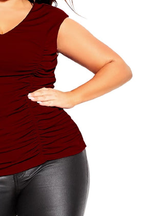 Top feminino City Chic Trendy Plus com babados, tamanho médio, vermelho, 18W