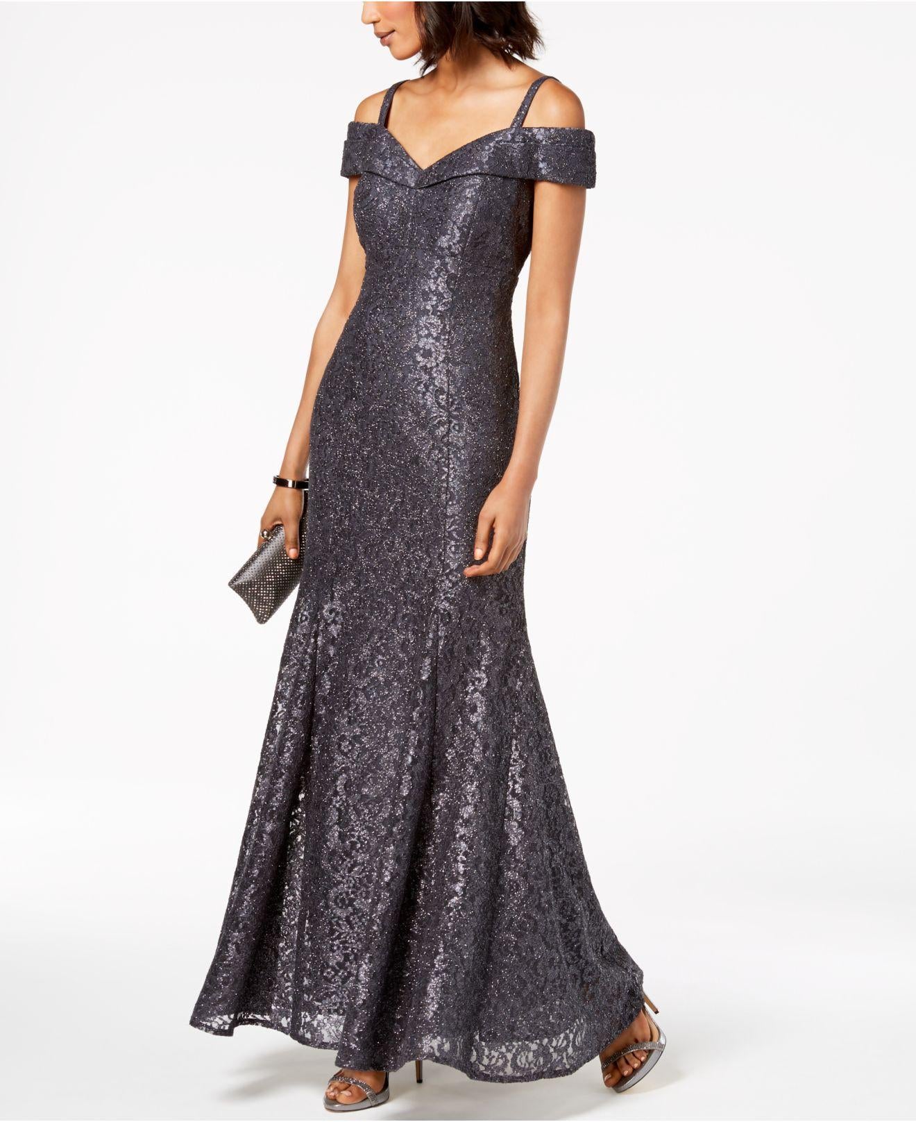 Vestido de renda ombro a ombro feminino R &amp; M Richards