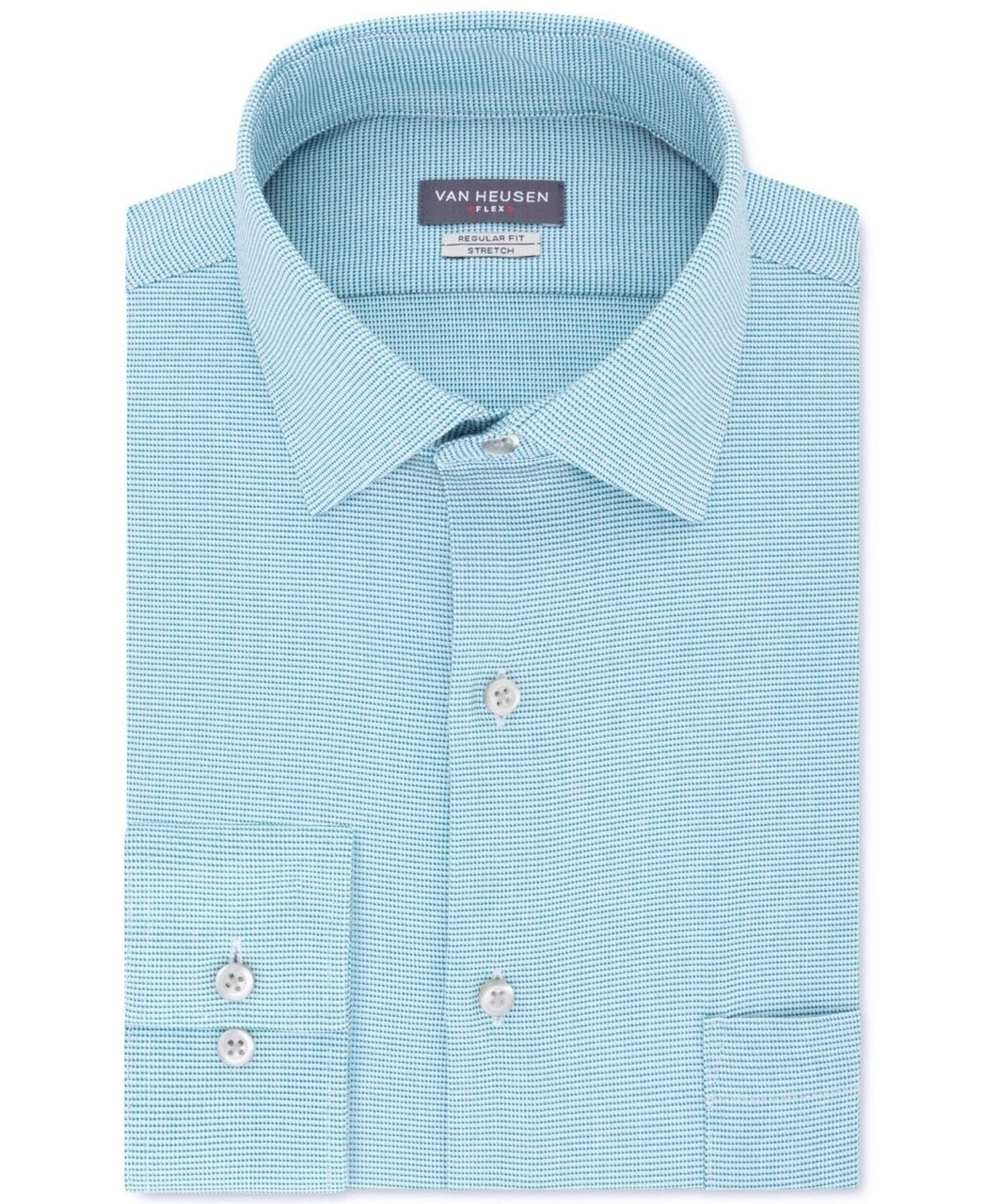 Camisa social masculina Van Heusen Classic/Regular Fit, sem vincos, com elástico e gola flexível, lisa, azul, tamanho 32-33