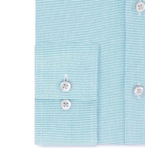 Camisa social masculina Van Heusen Classic/Regular Fit, sem vincos, com elástico e gola flexível, lisa, azul, tamanho 32-33