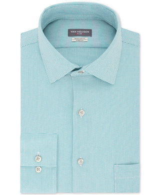 Camisa social masculina Van Heusen Regular Fit Performance Stretch, sem rugas, com gola flexível e micropigmento, tamanho azul, 17,5 x 34 x 35