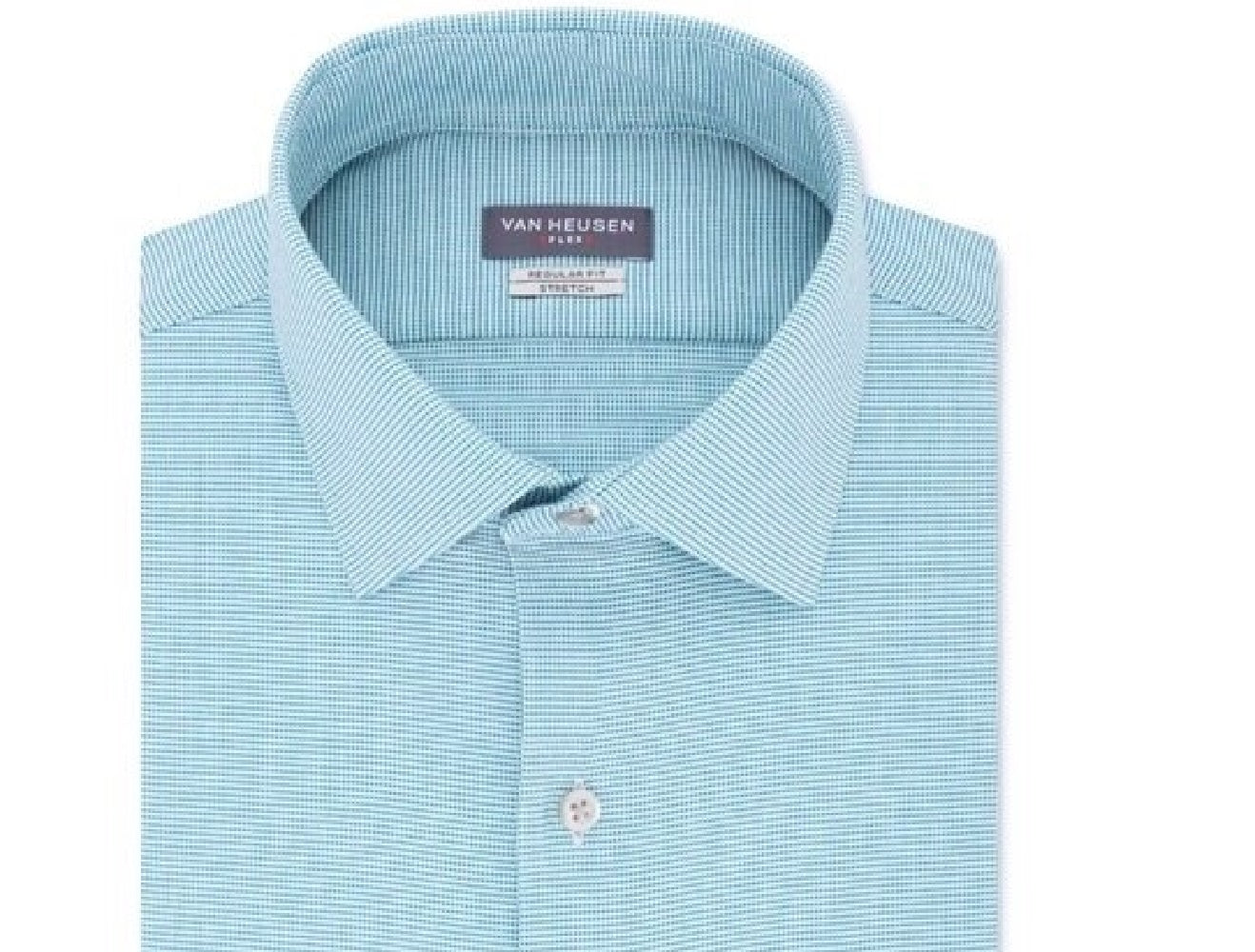 Camisa social masculina Van Heusen, corte regular, sem vincos, com gola flexível e elástica, lisa, tamanho azul-água, 15,5 x 34-35