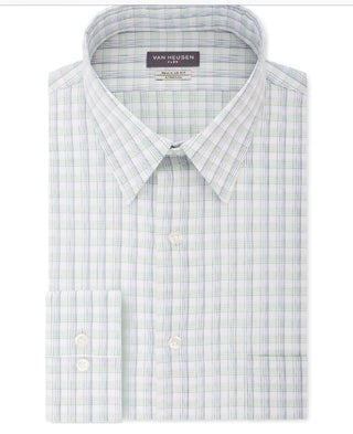 Camisa social masculina Van Heusen Classic Fit, sem vincos, com gola flexível e elástica, azul, tamanho 17-36-37