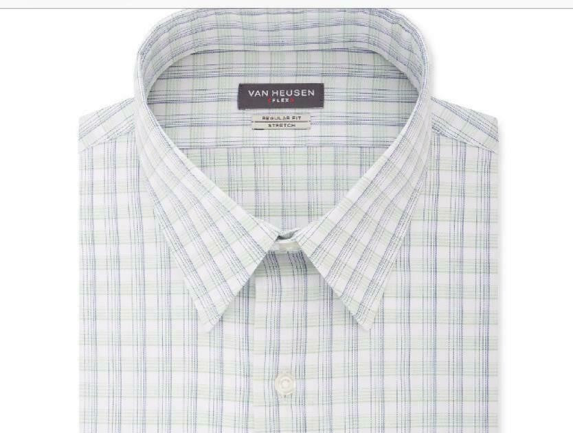 Camisa social masculina Van Heusen Classic Fit, sem vincos, com gola flexível e elástica, azul, tamanho 17-36-37