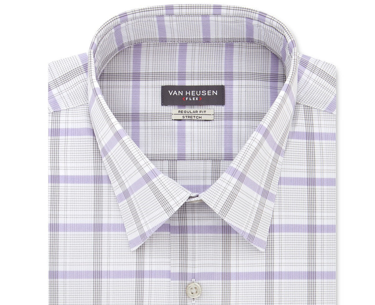 Camisa social masculina Van Heusen Classic/Regular Fit Stretch Flex Check Cinza 14.5-32-33