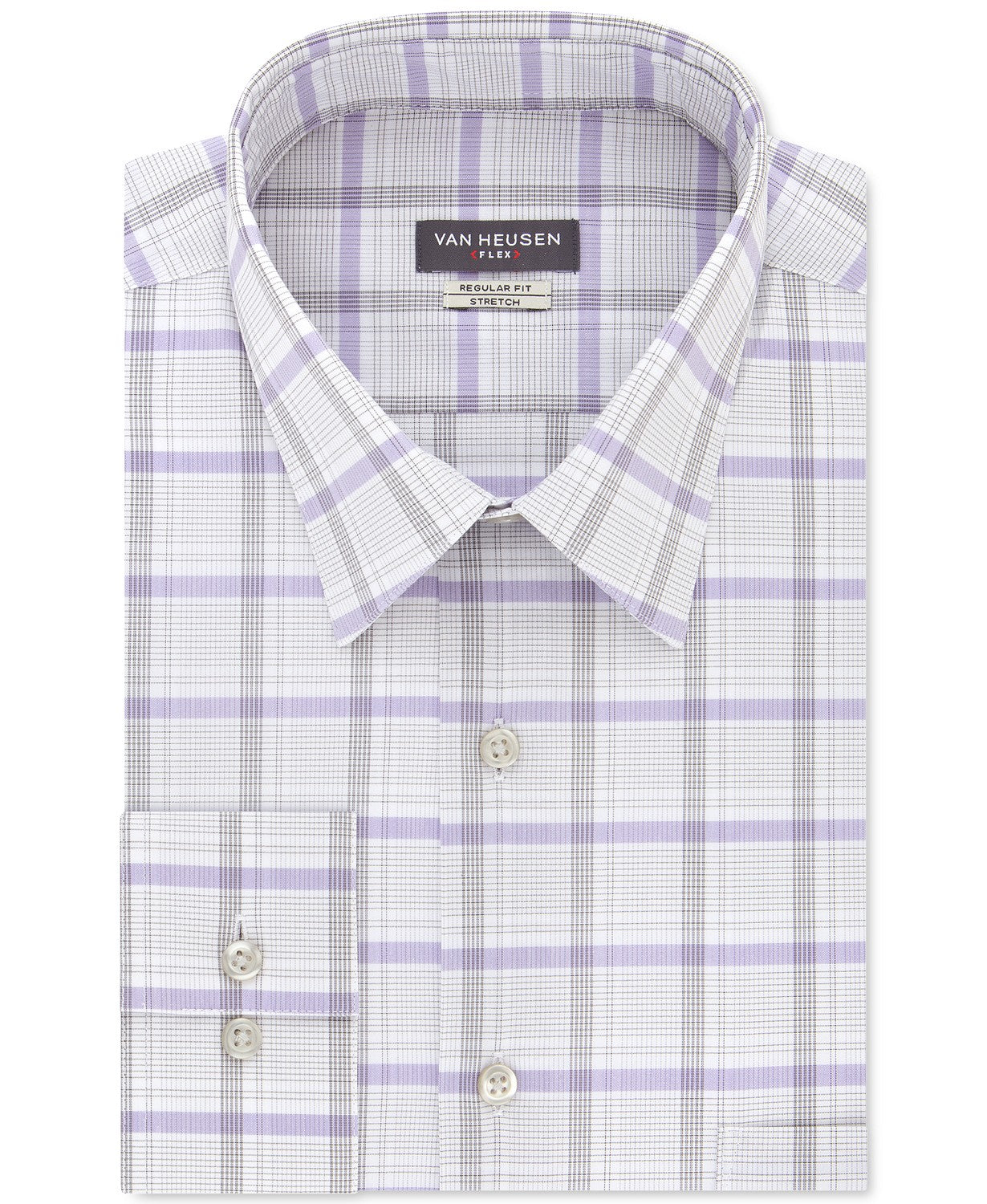 Camisa social masculina Van Heusen Classic/Regular Fit Stretch Flex Check Cinza 15-32-33