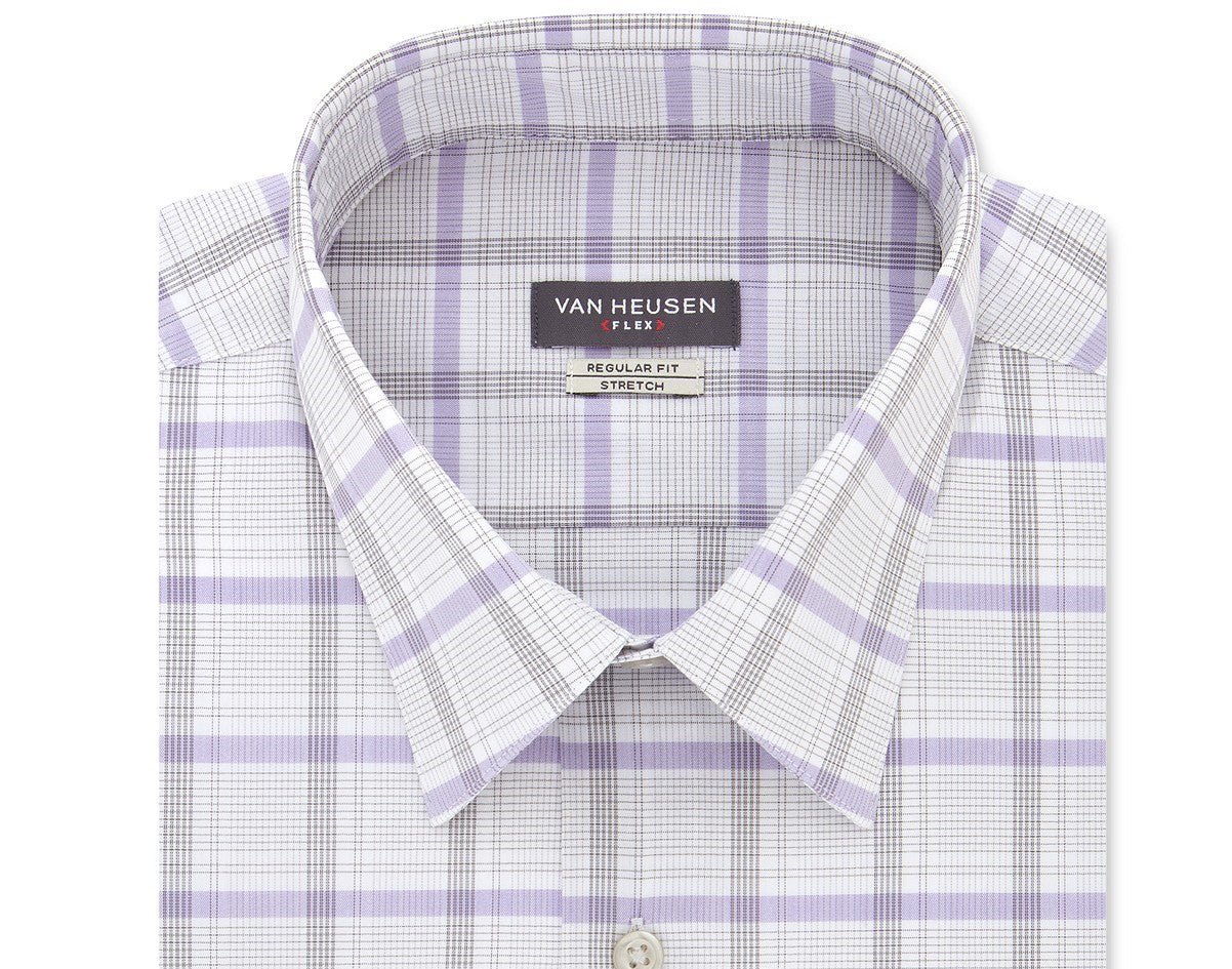 Camisa social masculina Van Heusen Classic/Regular Fit Stretch Flex Check Cinza 15-32-33