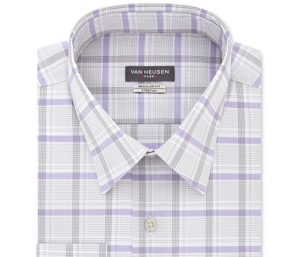 Camisa social xadrez Van Heusen masculina, corte clássico, sem rugas, com gola flexível e elástica, cinza, tamanho 15-34-35