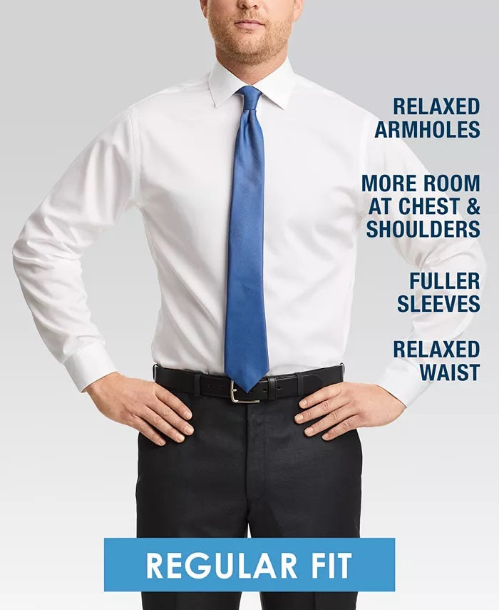 Camisa social masculina Van Heusen Classic/Regular Fit, sem vincos, com gola flexível elástica, tamanho 34-35, branca