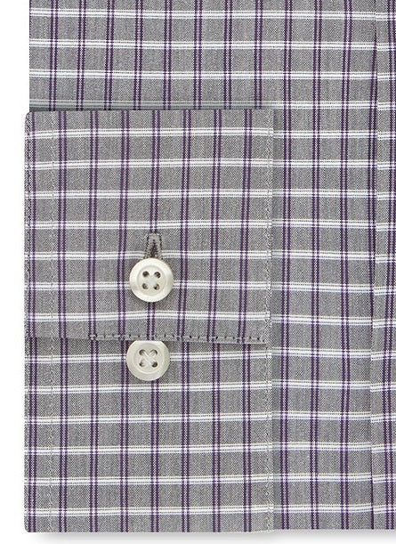 Camisa social masculina Van Heusen Classic/Regular Fit com gola flexível elástica cinza xadrez, tamanho 32x33