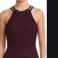 Vestido de noite feminino de malha brilhante roxo tamanho 10