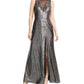Vestido Nightway Feminino Metallic Illusion-Mesh Gunmetal Tamanho 4