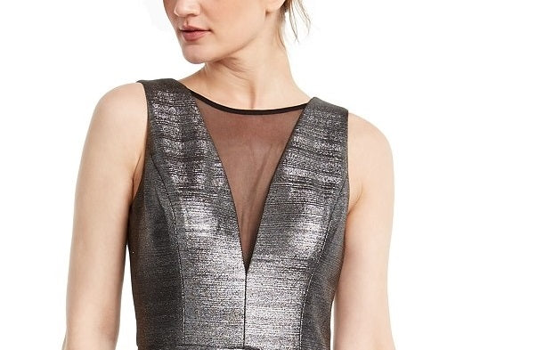 Vestido Nightway Feminino Metallic Illusion-Mesh Gunmetal Tamanho 4