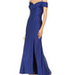 Vestido de festa feminino Nightway com decote ombro a ombro e fenda em cetim