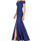 Vestido de festa feminino Nightway com decote ombro a ombro e fenda em cetim