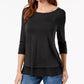 Top de chiffon com bainha feminino Style &amp; Co, preto, tamanho extra grande