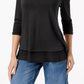 Top de chiffon com bainha feminino Style &amp; Co, preto, tamanho extra grande
