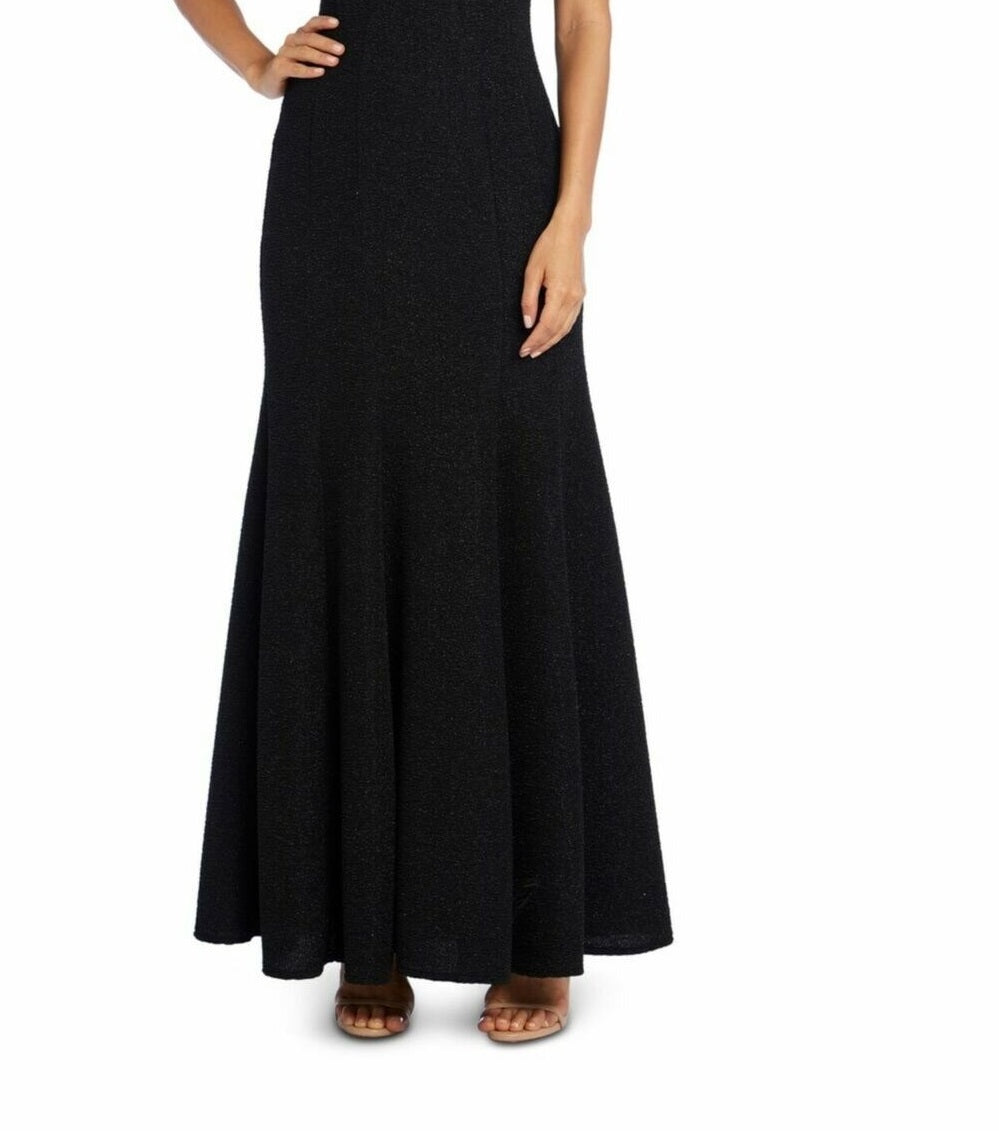 Vestido sereia com decote em V e decote em V feminino R&amp;M Richards, preto, tamanho 14