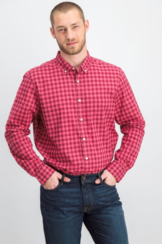 Camisa xadrez masculina Club Room vermelha escura tamanho pequeno
