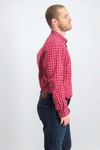 Camisa xadrez masculina Club Room vermelha escura tamanho pequeno